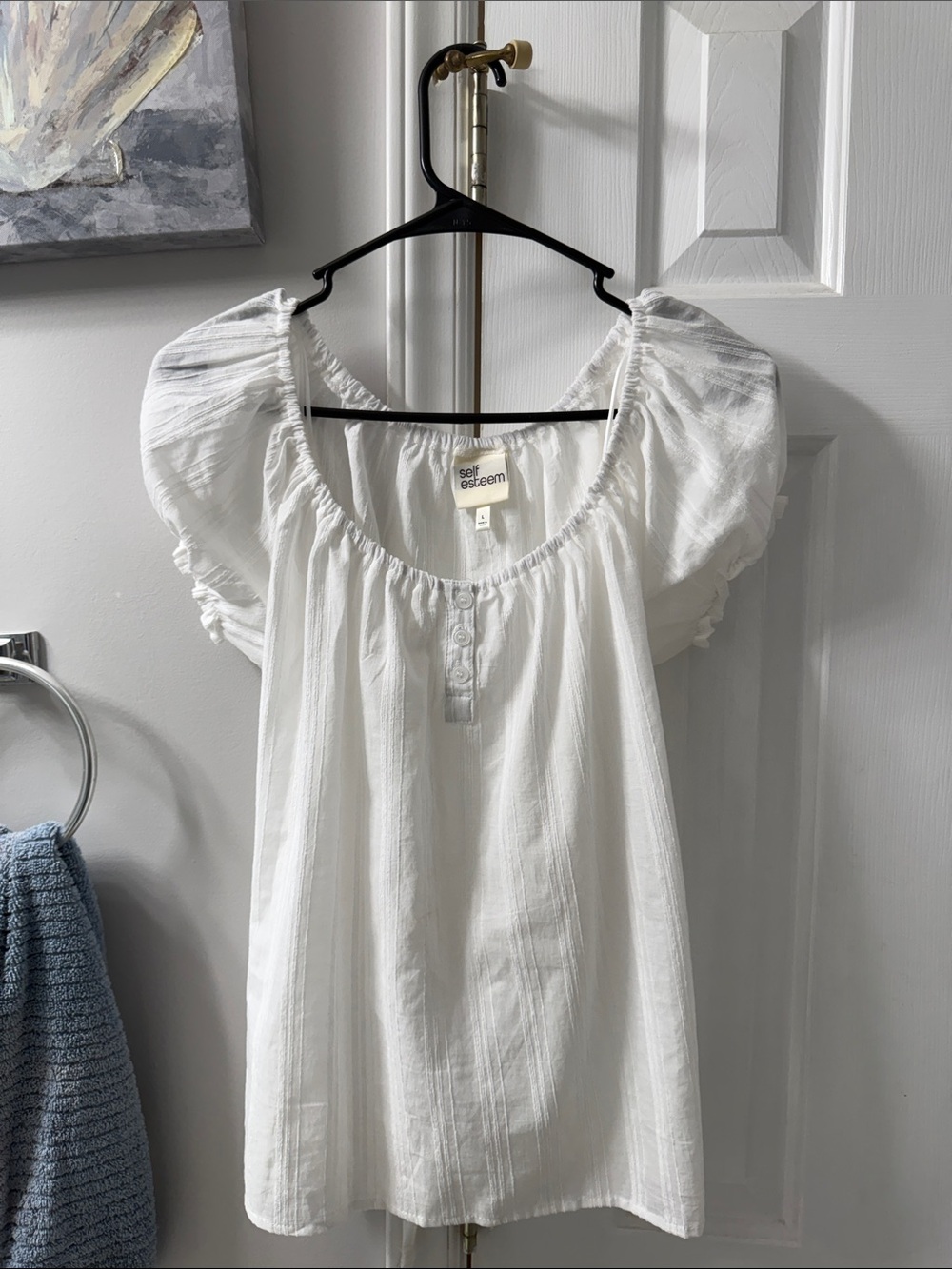 Self Esteem White Puff Sleeve Cottage Top